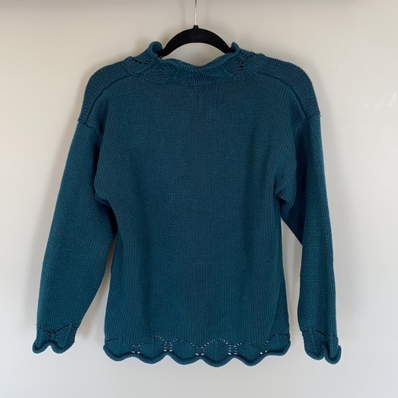 VINTAGE Weekend Edition Hand Knitted Green Floral Sweater - Picture 5 of 12
